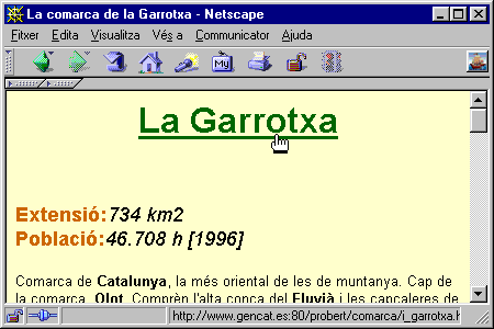 Pàgina garrotxa.htm visualitzada en el Navegador